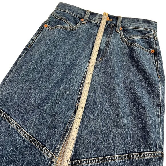 Madewell Denim Mid Rise Maxi Skirt Dark Wash Size 23 NM529 Retro Country Western - Picture 8 of 9